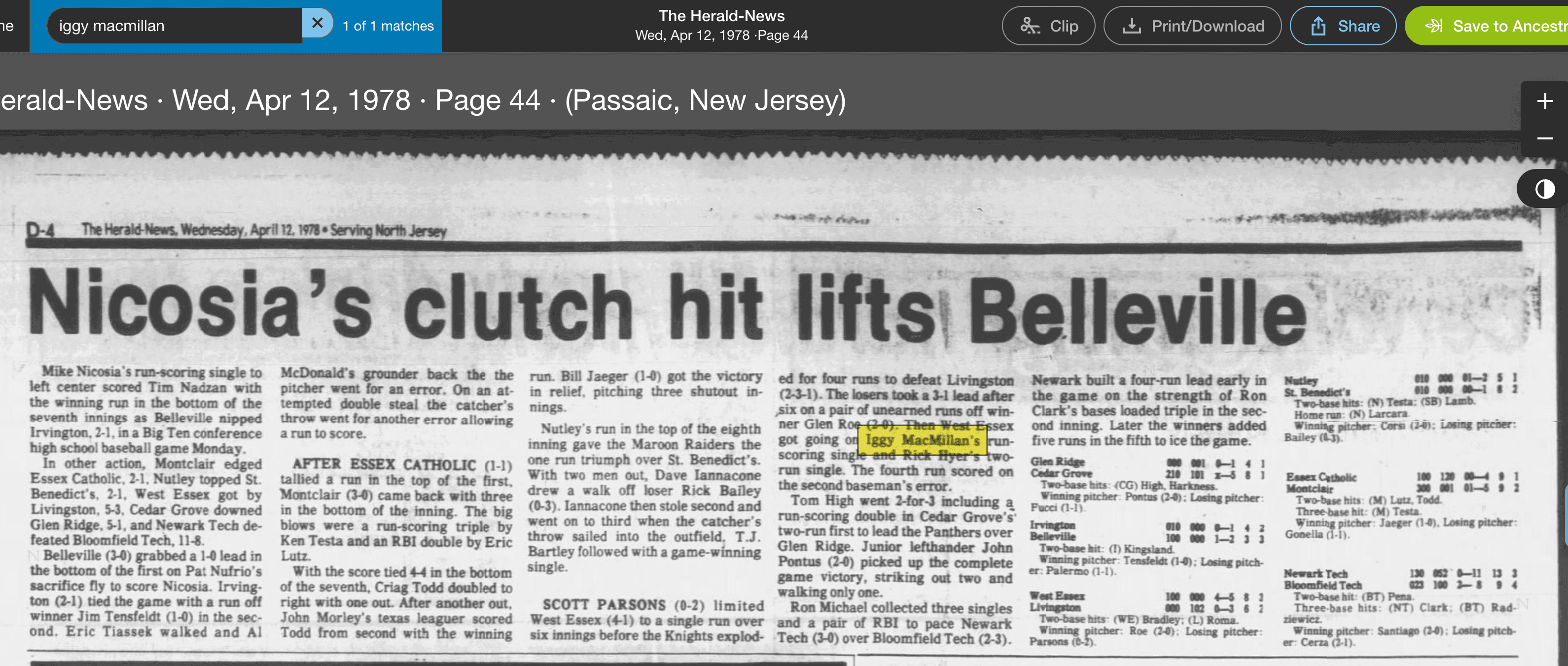Scan of Nicosia's clutch hit lifts Belleville, Herald-News